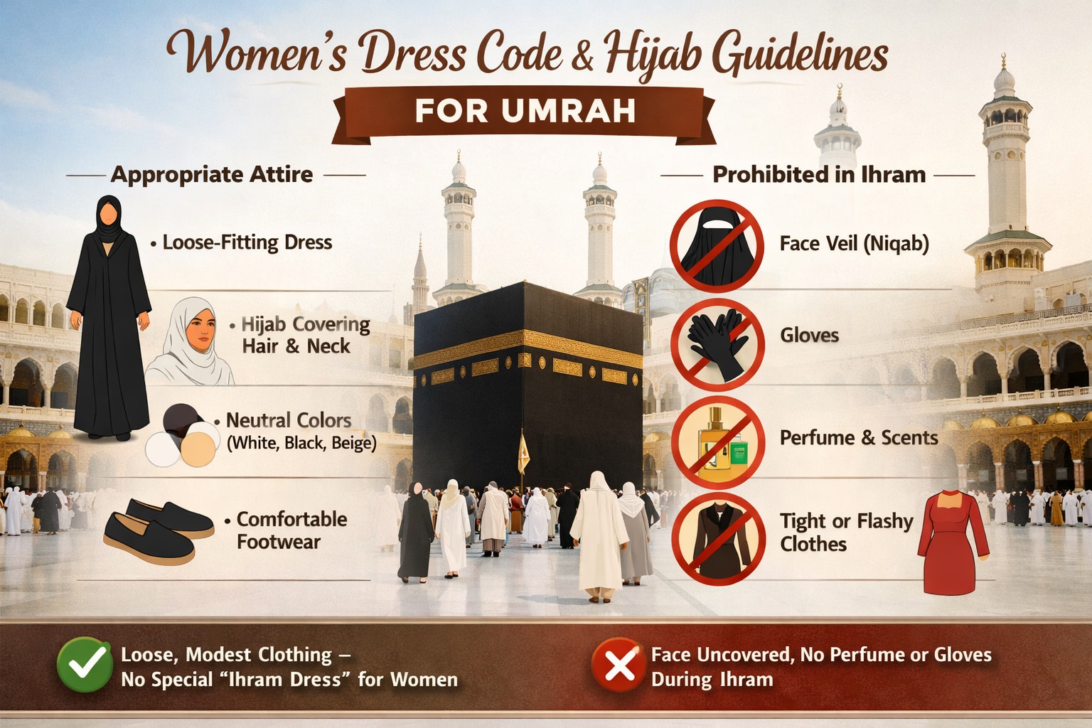 Dress Code and Hijab Guidelines: What to wear and how to keep your hijab on during Umrah